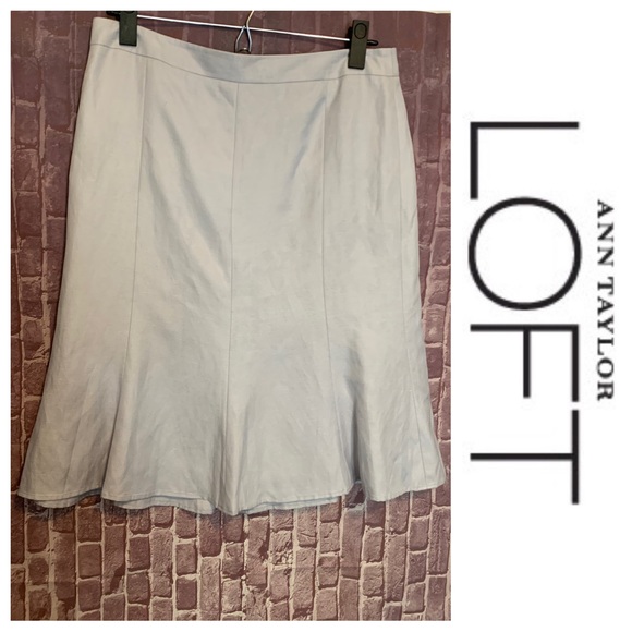 LOFT Dresses & Skirts - 🔴Silver-Lavender Silk & Linen Flounce Hem Skirt